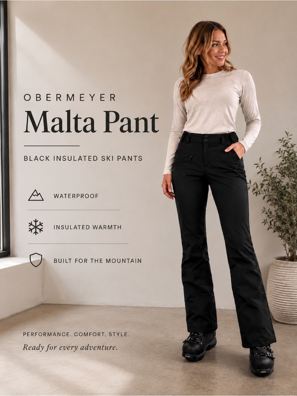 Obermeyer Malta Pant Black Insulated Ski Pants Size 16 NWT